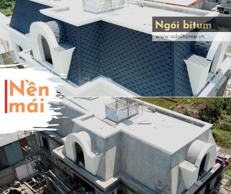 Hình – Nền mái bê tông chuẩn bị lợp ngói lợp nhà bằng bitum