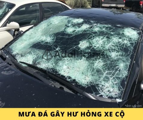 Hình – Mưa đá gây hư hỏng xe cộ