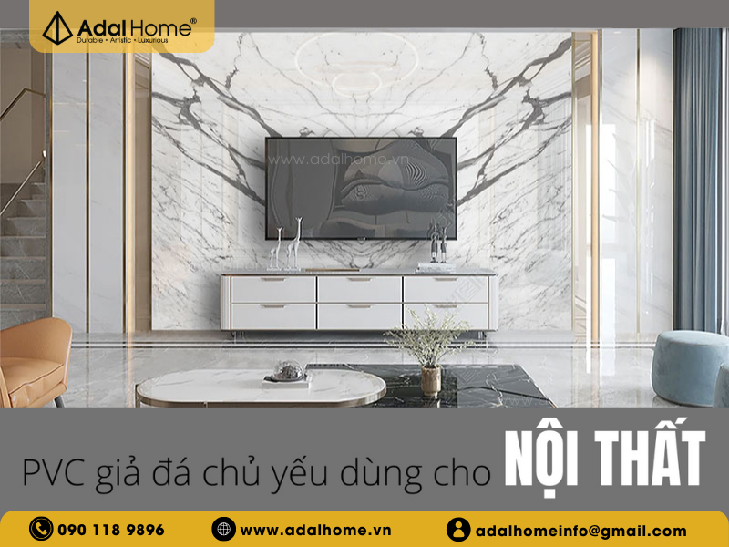 Tấm ốp PVC giả đá chủ yếu dùng cho nội thất