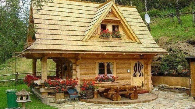 ngôi nhà gỗ nhỏ rất thơ mộng